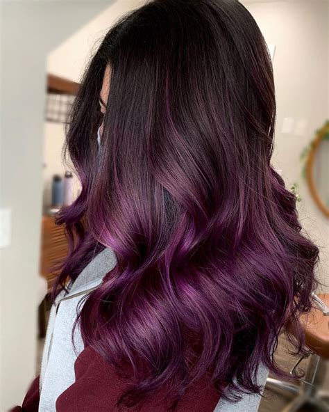 dark blackberry hair color|purple dye on black hair.